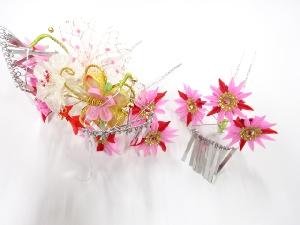 アンティーク　つまみ細工　びらびら髪飾りセット